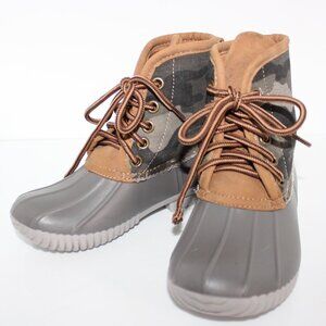 Boys Marley Lilly Kids Green Camo Duck Boots Lace-Up Size 10